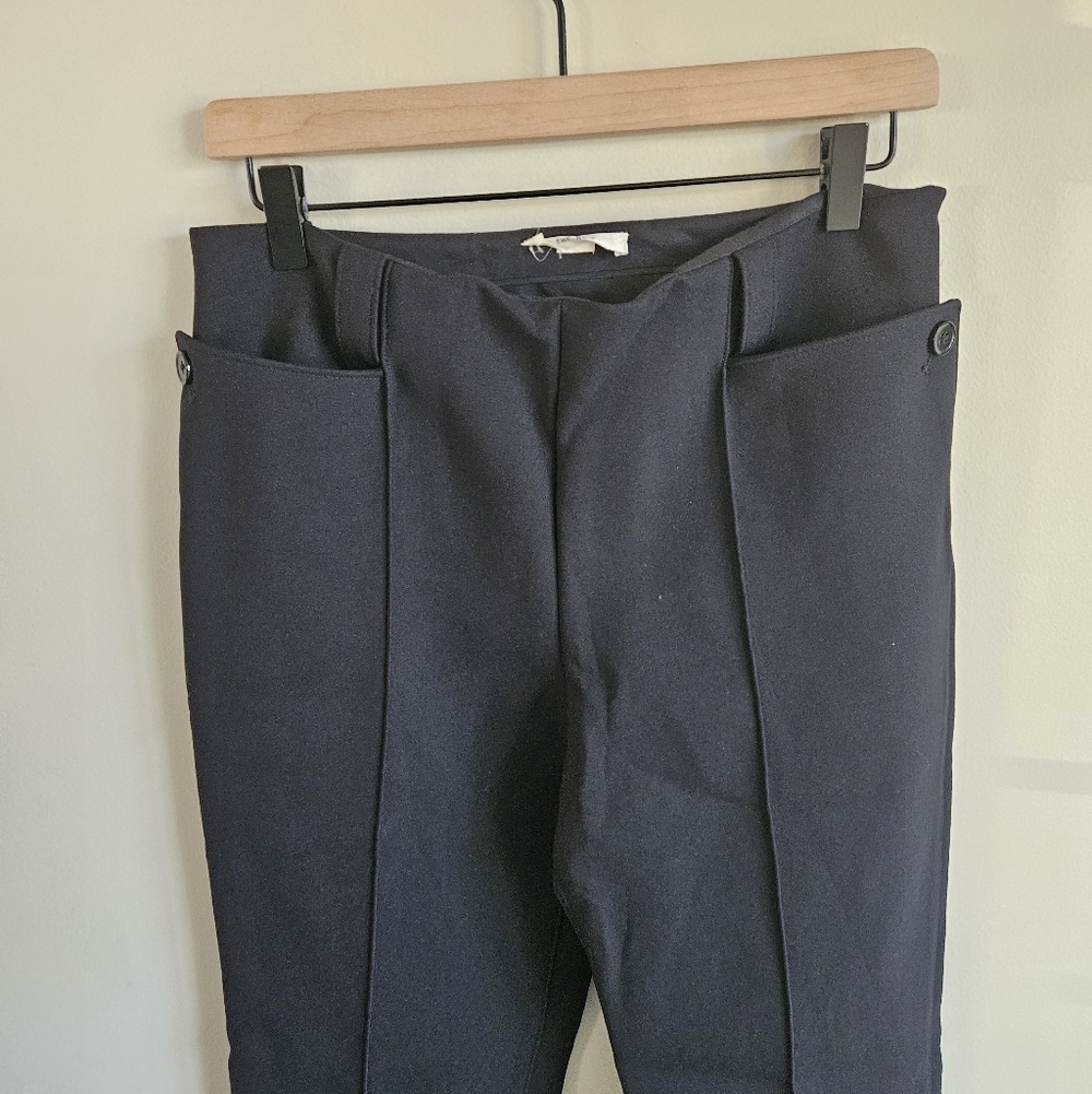 The Row Black Straight Leg Button Pocket Trouser Pants - Picture 3 of 9